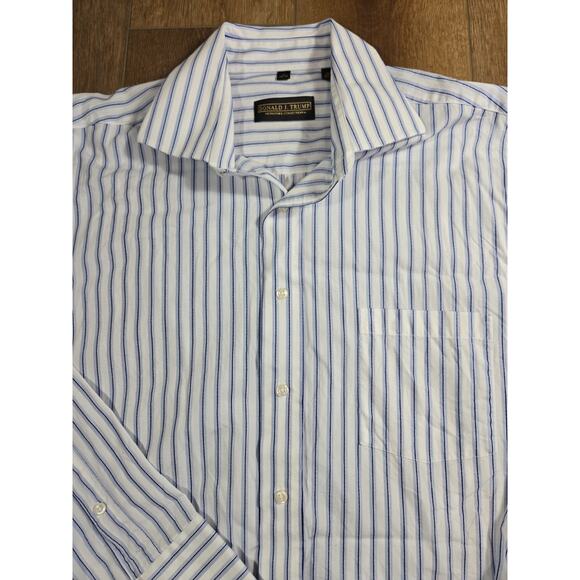 Donald J. Trump Signature Collection Men's Shirt 17 36/37 Striped Button-Up - Picture 2 of 7